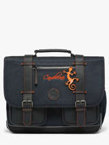 Boekentas Kinderen 2 Compartimenten Cameleon Blauw vintage urban CA38