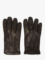 Herenhandschoenen Leder Met Wollen Voering Omega Zwart men gloves L