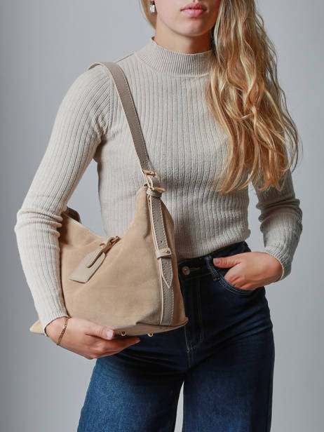 Schoudertas Velvet Caviar Leder Milano Beige velvet caviar VC250610 ander zicht 1