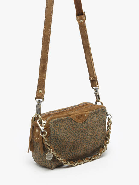 Cross Body Tas Vintage Leder Mila louise Bruin vintage 23673PA ander zicht 2