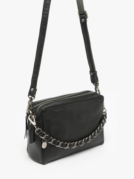 Cross Body Tas Vintage Leder Mila louise Zwart vintage 23673LC ander zicht 2