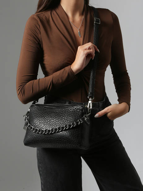 Cross Body Tas Vintage Leder Mila louise Zwart vintage 23673LE ander zicht 1