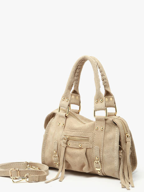Cross Body Tas Velvet Leder Milano Beige velvet VE24092O ander zicht 2